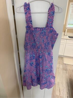 Vineyard Vines Pink and Blue Floral Smocked Romper